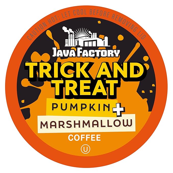 Java Factory Coffee Pods Pumpkin and Marshmallow Flavored Coffee Compatible with K Cup Brewers