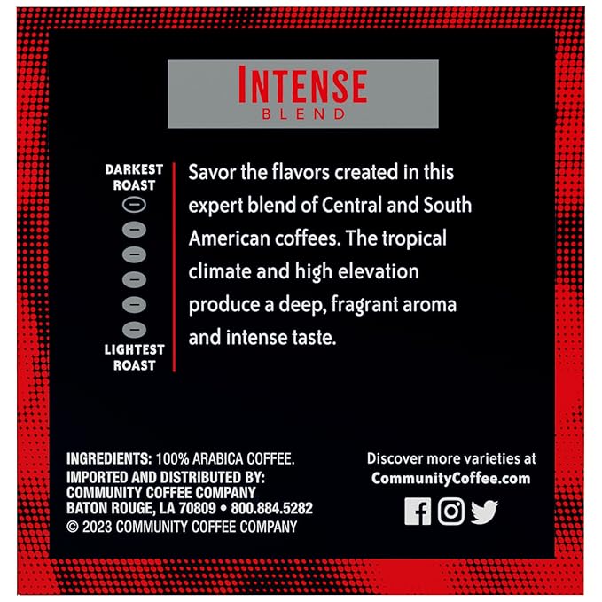 Community Coffee Dark & Bold Intense Blend 72 Count Coffee Pods, Dark Roast Compatible with Keurig