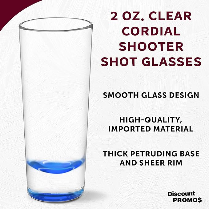 DISCOUNT PROMOS Cordial Shooter Shot Glasses 2 oz. Set of 10, Bulk Pack - Great for Birthdays