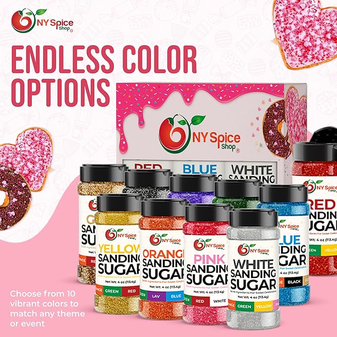 NY Spice Shop Pink Sanding Sugar - 4 Ounce Sweet Colorful Edible Sprinkles For Candy Dish - Sugar