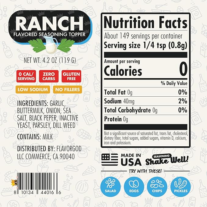 Ranch Seasoning Mix by Flavor God, Pack of 2- Premium All Natural & Healthy Spice Blend for