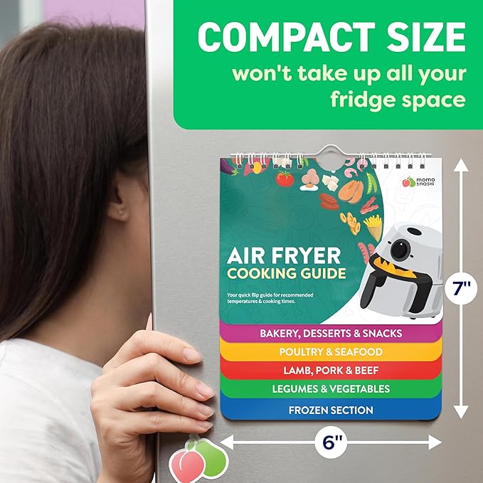 Air Fryer Cheat Sheet Magnets Cooking Guide Booklet - Air Fryer Cookbooks - Air Fryer Liners - Air