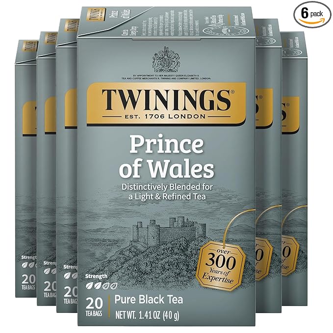 Twinings Prince of Wales Black Tea Individually Wrapped Bags, 20 Count (Pack of 6), Velvety Smooth