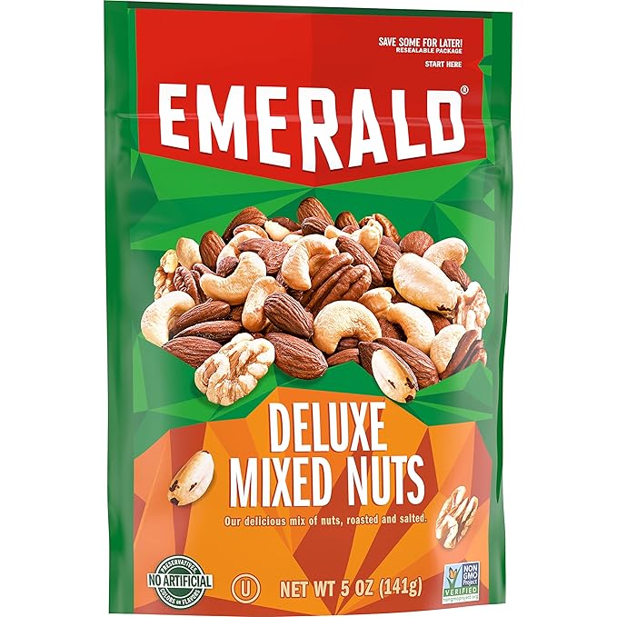 Emerald Nuts Deluxe Mixed Nuts (1-Pack), Features Roasted and Salted Nuts, Including Almonds