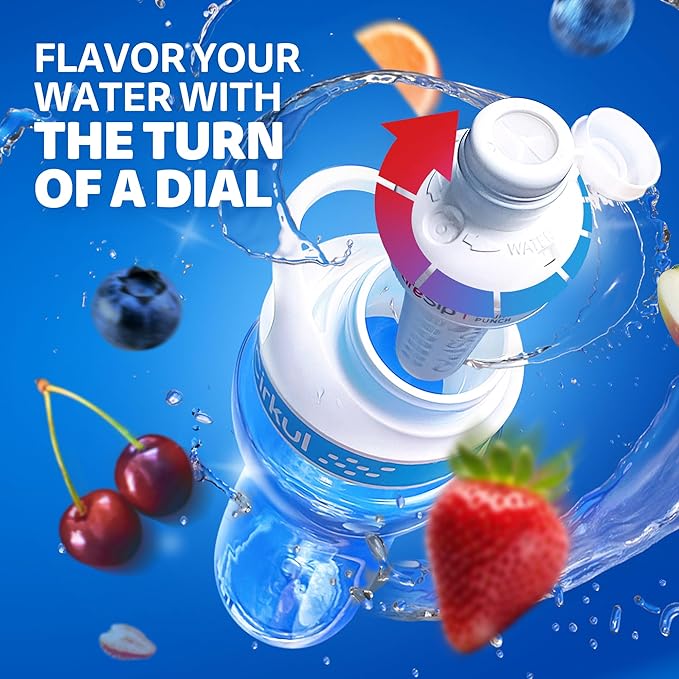 Cirkul 22oz. BPA-Free Plastic Water Bottle Starter Kit with Blue Lid, 3 Flavor Cartridges (1