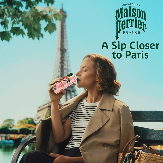 Maison Perrier Forever Strawberry Flavored Sparkling Water, 11.15 Fl Oz Cans, 8 Count, 3 Pack
