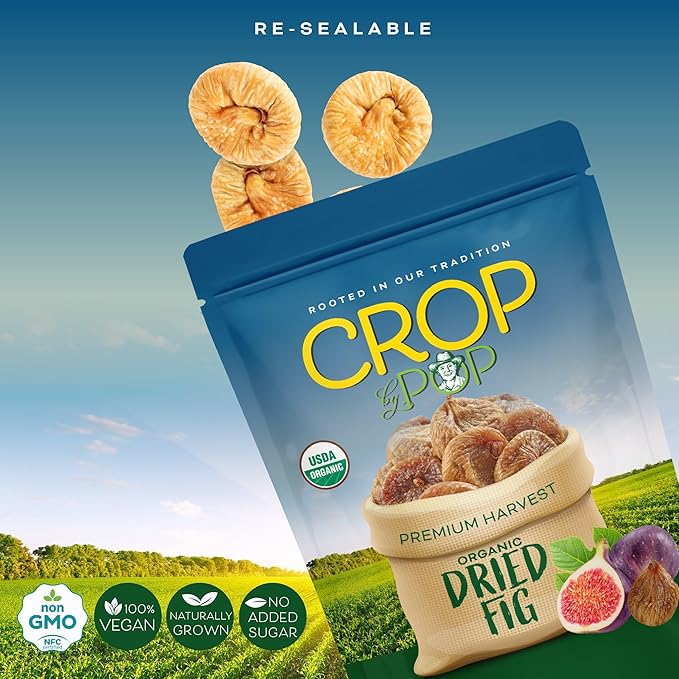 CROP BY POP - Organic Sun-Dried Turkish Smyrna White Figs (Higos, Anjeer) - No Sugar Added