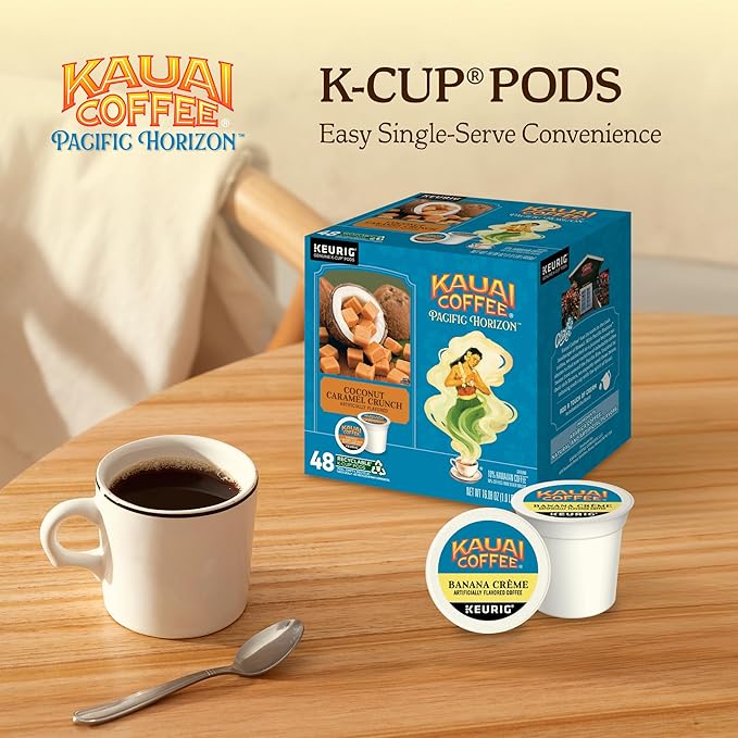 Kauai Coffee K-Cup Pods for Keurig Brewers – Arabica Coffee, 10% Hawaiian – Medium Roast, Nutty