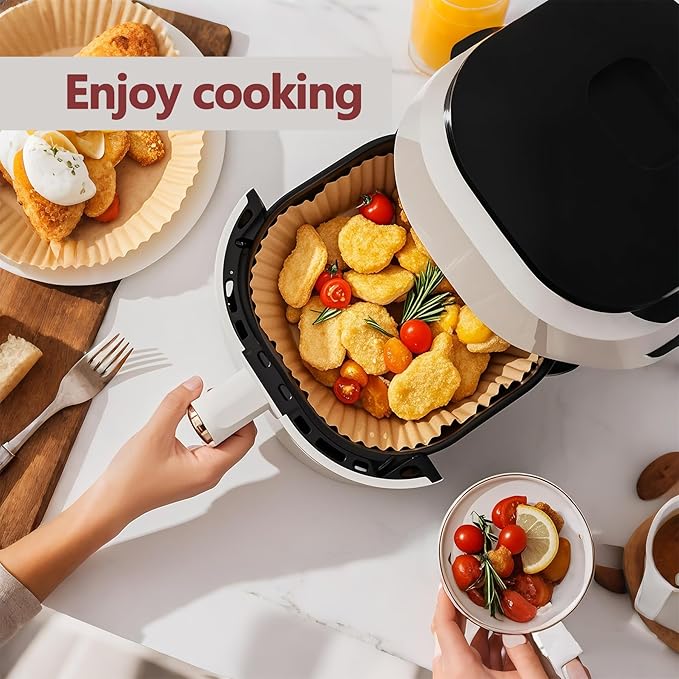 9 Inch Air Fryer Liners Disposable, 125 Pack Parchment Paper Sheets for Air Fryer Basket