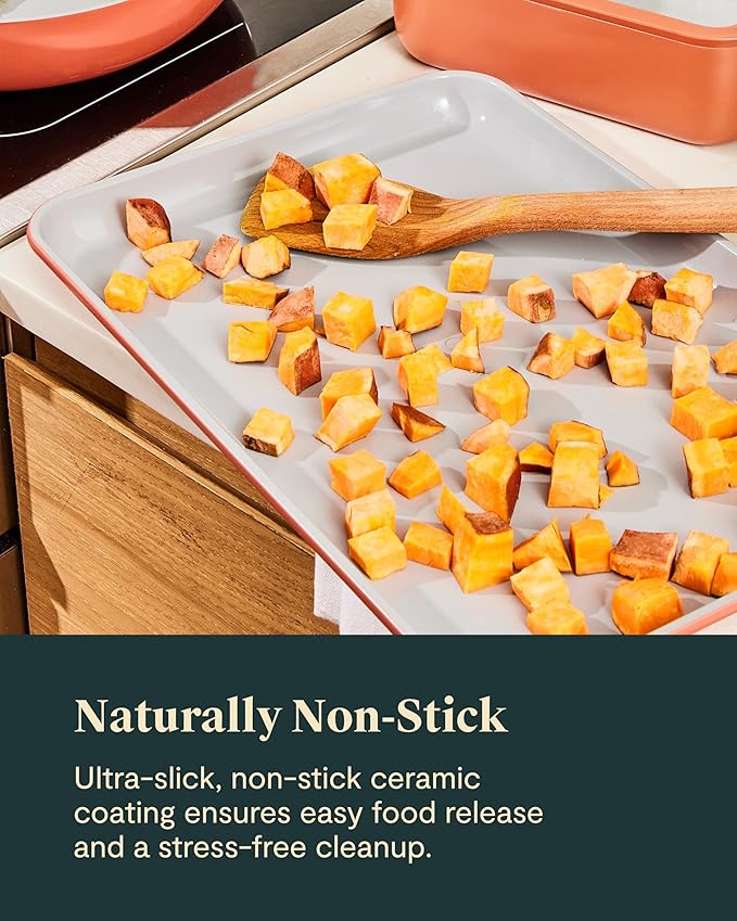 Caraway Non-Stick Ceramic Baking Sheet Duo - Naturally Slick Ceramic Coating - Non-Toxic, PTFE &