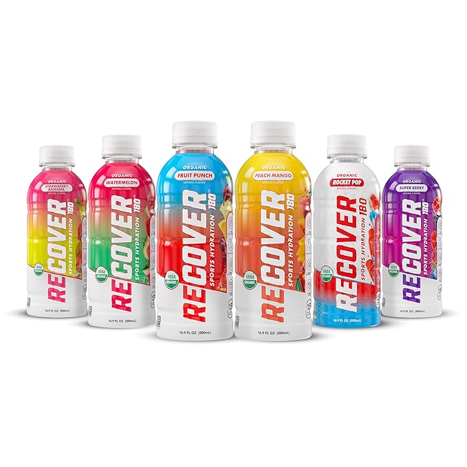 RECOVER 180 Organic Sports Hydration Drink, No Sugar Added, 20 Calorie Sports Beverage, Organic