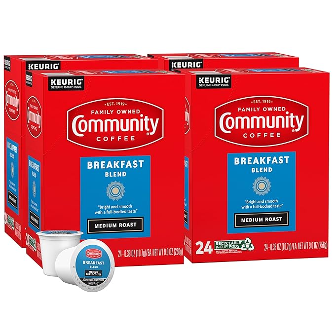 Community Coffee Breakfast Blend 96 Count Coffee Pods, Medium Roast, Compatible with Keurig 2.0