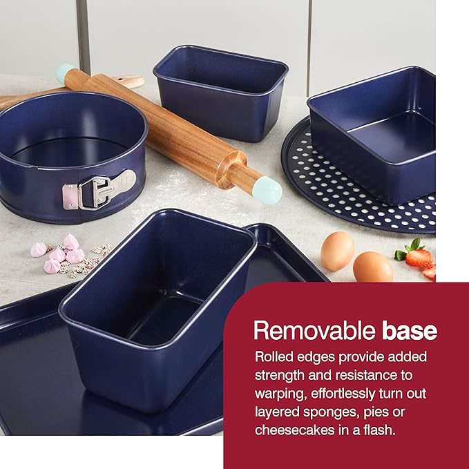 Zyliss Durable Non-Stick Pizza Tray | Carbon Steel | Dark Blue | Pizza Tray/Bakeware | Dishwasher