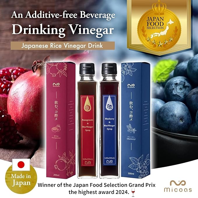 [Micoas] Pomegranate & Rice Vinegar Syrup, Blueberry & Rice Vinegar Syrup, Drinking Vinegar, Shrub