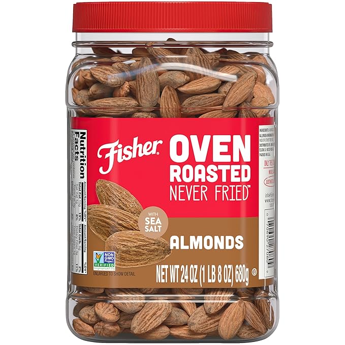 Fisher Oven Roasted Never Fried Almonds, 24 Ounces (Pack of 1), Heart Healthy Snacks for Adults