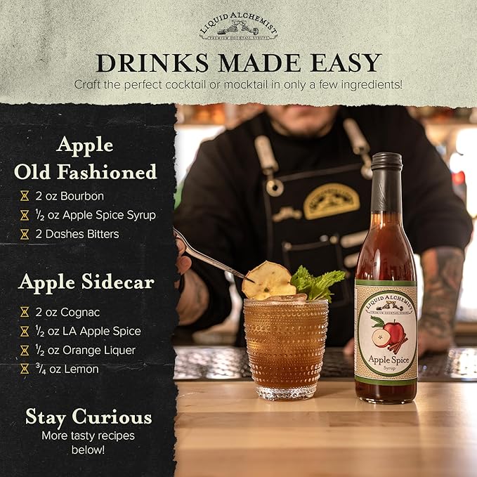 Liquid Alchemist Apple Spice Syrup for Cocktails - Real Ingredients Make our Apple Syrup for Drinks