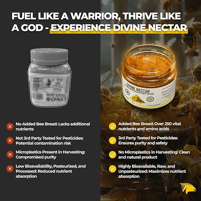 Divine Nectar Spartan Bee Bread Infused Heather Honey | Supercharged Performance, Recovery, and