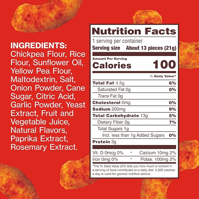 Hippeas Chickpea Puffs, Flavor Blast: Blazin' Hot, 0.75 Ounce (Pack of 18), 3g Protein, 2g Fiber
