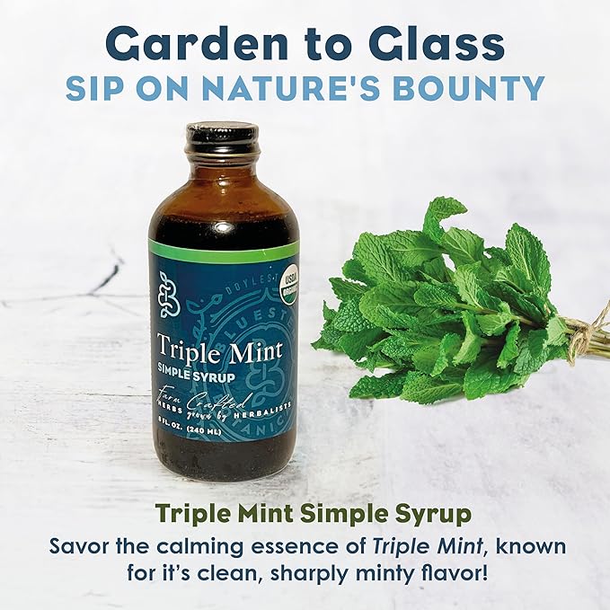 Bluestem Botanicals Organic Triple Mint Simple Syrup, 8 oz, Cocktail and Mocktail Mixer for Drinks