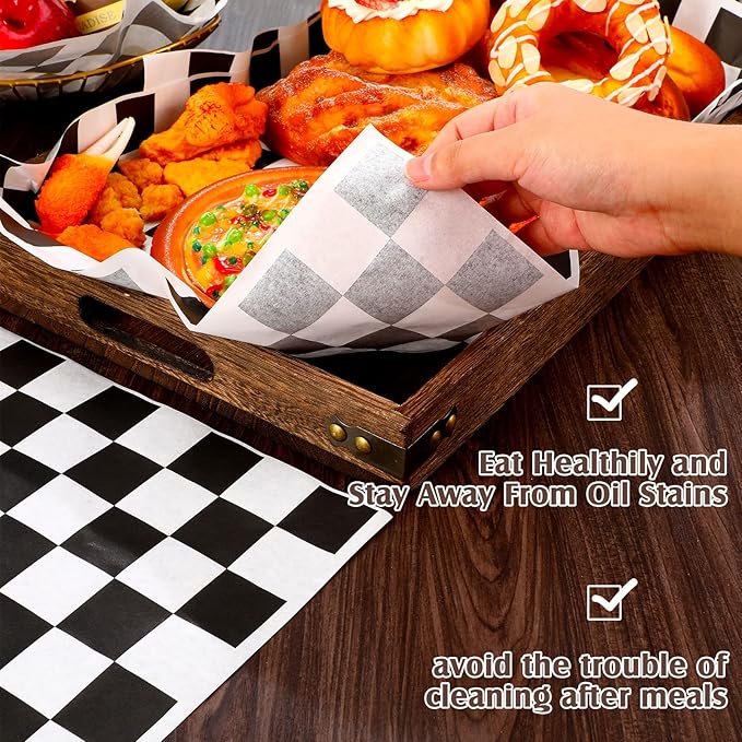 Honeydak 600 Pcs Sandwich Wrapping Paper Sheet 15x15 Checkered Food Wax Sheets Parchment Burgers