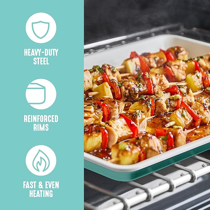 GreenLife 13" x 9" Quarter Sheet Baking Pans, 2 Piece Bakeware Set, PFAS-Free Ceramic Nonstick