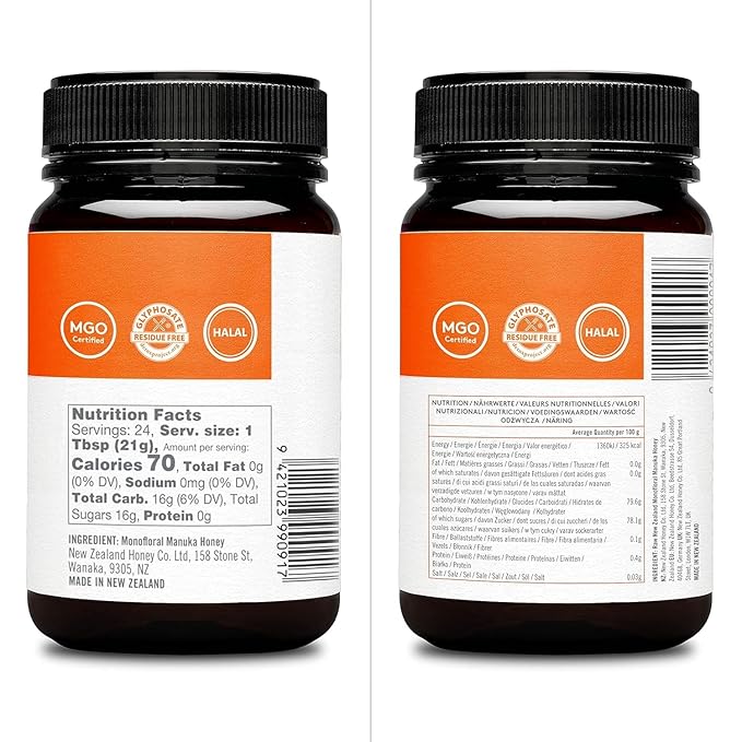 New Zealand Honey Co. Raw Manuka Honey UMF 10+ | MGO 263+, 17.6oz / 500g | Organic Medical Grade