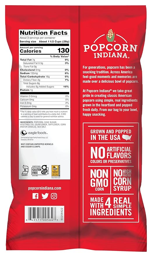 Popcorn Indiana Movie Theater Butter Popcorn (3 oz Bags ??6 Pack) Pre-Popped Popcorn Made with Real