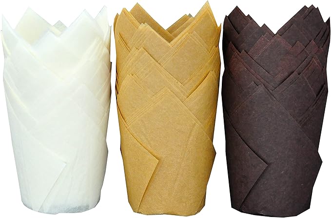 Large Greaseproof paper Wrappers Muffin Baking cupcake cups liners, 2-1/4" x 4" Natural,Brown,White