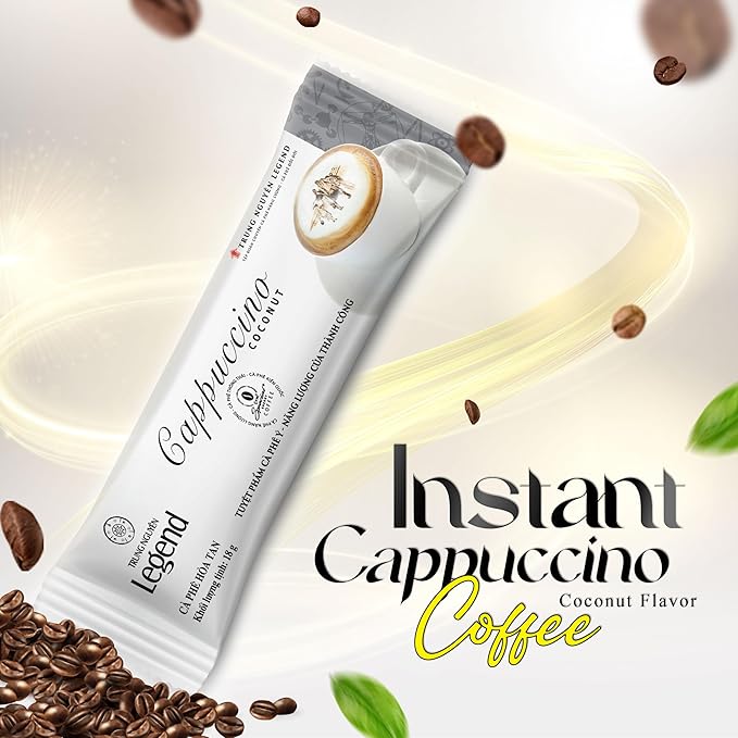 TRUNG NGUYEN LEGEND Cappuccino Coconut Instant Coffee Single Served Stick for Energy Boost (8oz