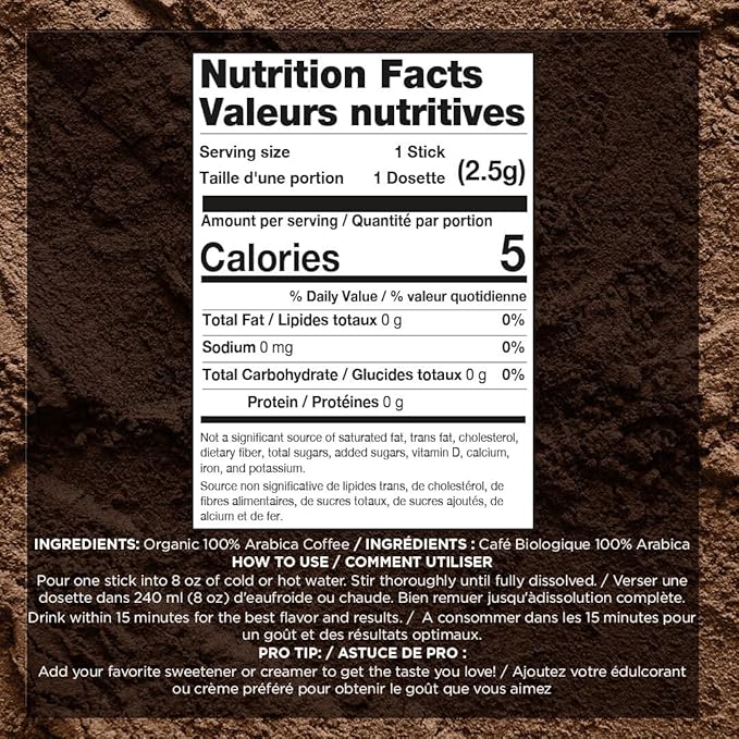 VitaCup Perfect Low Acid Instant Coffee Packets, Dark Roast Coffee, USDA Organic & Fair Trade