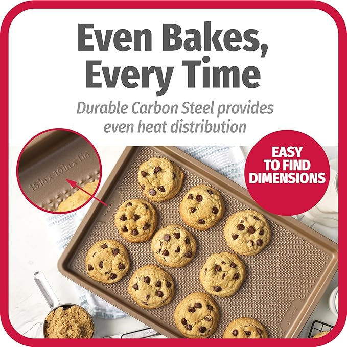 GoodCook BestBake Nonstick 10" x 15" Textured Carbon Steel Cookie Sheet, Medium Baking Tray