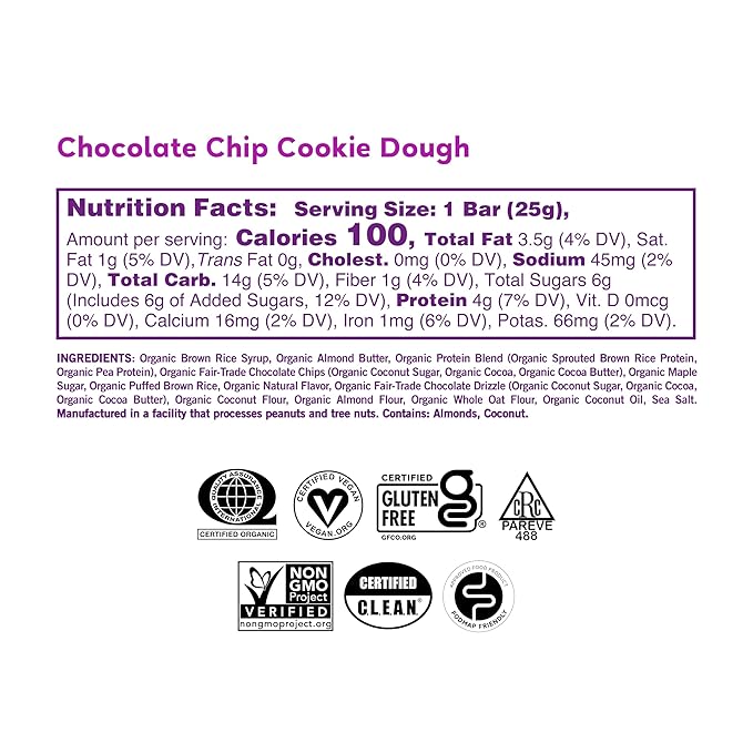 GoMacro MacroBar Organic Vegan Protein Bars - Dark Chocolate + Almonds & Coconut, Almond Butter