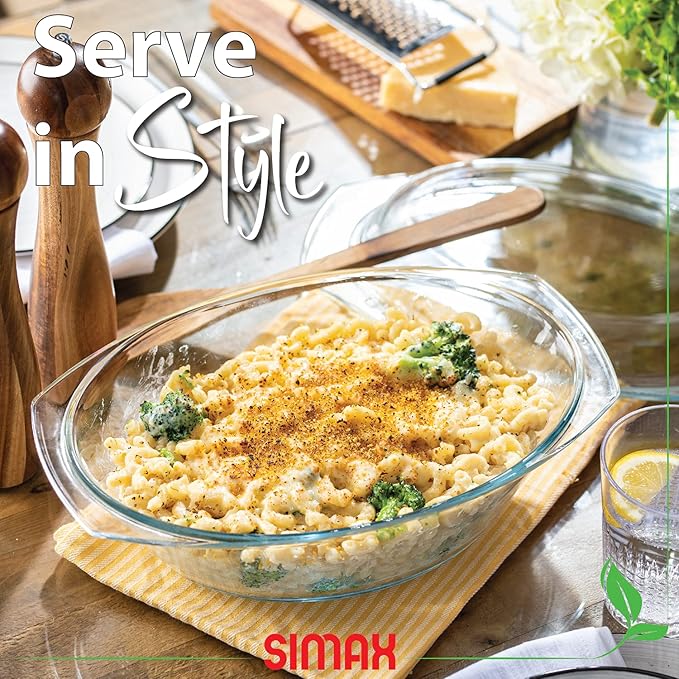 Simax Clear Oval Shaped Glass Casserole with Tight Fitting Lid ??Heat, Cold and Shock Proof ??Made