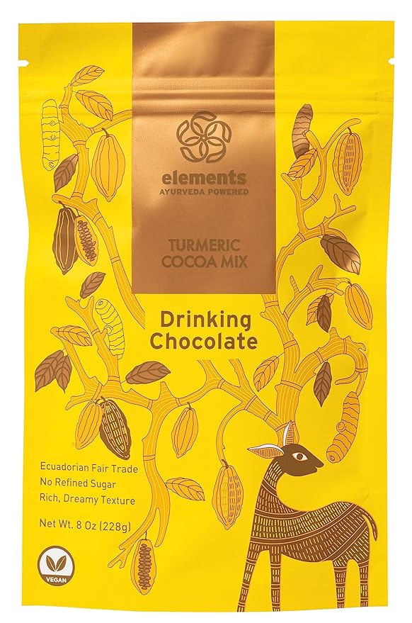 Elements Truffles Turmeric Dark Hot Chocolate -Heavy Metal Tested- All-Natural, Handmade, Dark Hot