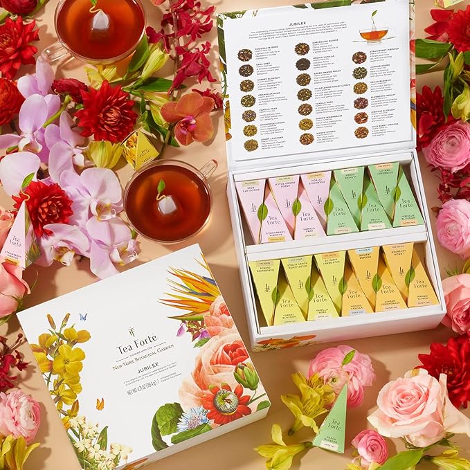 Tea Forte Jubilee Premium Tea Chest Gift Sampler, 40 Count, 2 of each Variety Blend Individually