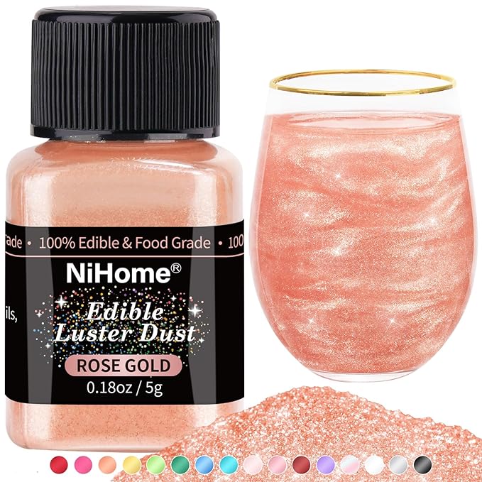 NiHome Edible Food-Grade Glimmer Powder Glitter Luster Dust Metallic Food Decorating Sprinkle