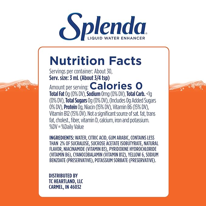 SPLENDA Liquid Water Enhancer Drops, Sugar Free, Zero Calorie, Natural Flavor, Concentrated Drink