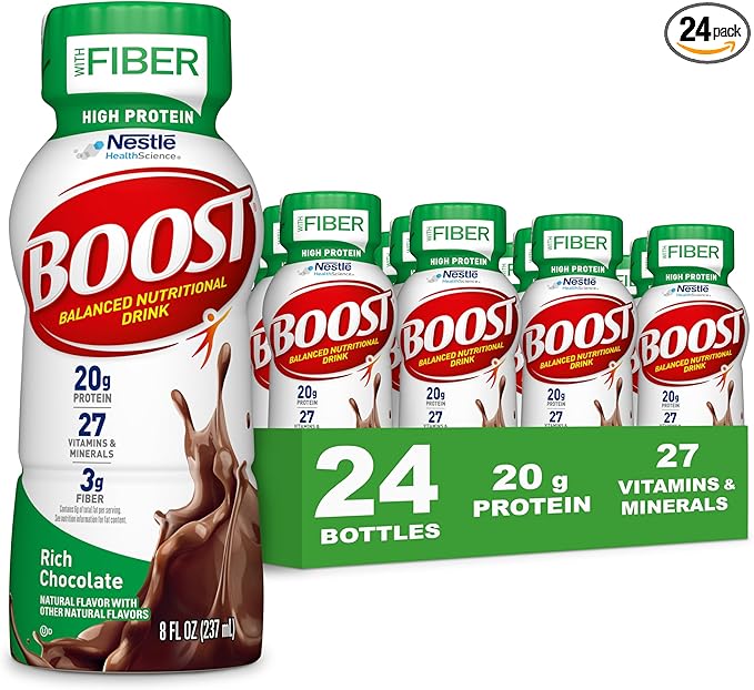 BOOST High Protein with Fiber Ready to Drink Complete Nutritional Drink, Rich Chocolate, 8 fl oz