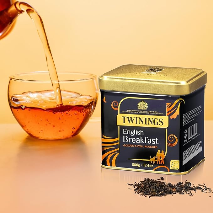 Twinings English Breakfast Loose Leaf Black Tea, 17.64 Ounce (500g) Tin, Caffeinated, Enjoy Hot or