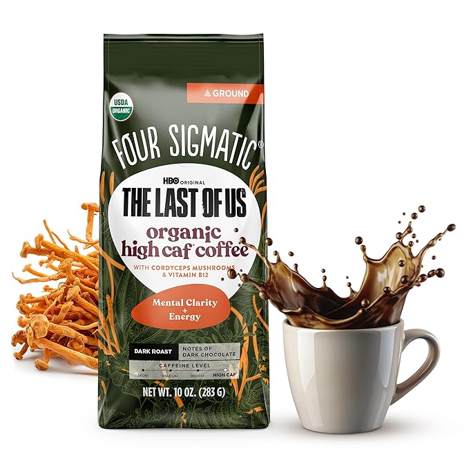 Four Sigmatic The Last of Us High Caffeine Cordyceps Coffee | Organic Dark Roast Extra Strong