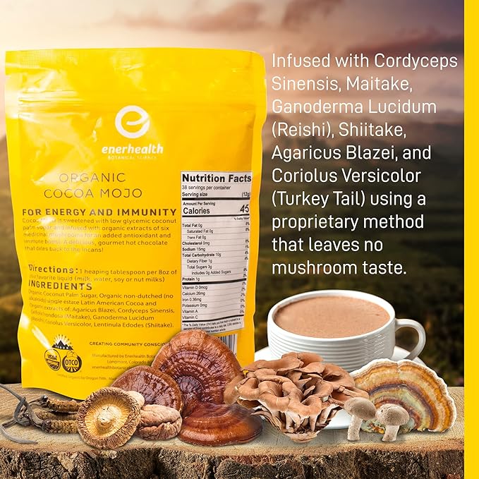 Enerhealth Botanicals Cocoa Mojo ??Certified Organic Hot Chocolate Peruvian Cocoa Mix, Sweetened