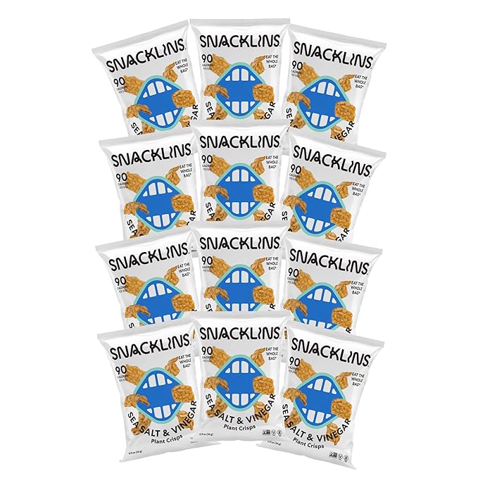 SNACKLINS Plant Based Crisps SEA SALT & VINEGAR - Gluten Free, Grain Free, 100% Kosher, Vegan