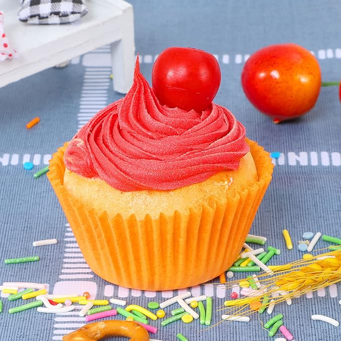 Caperci Standard Orange Cupcake Muffin Liners 500-Count, No Smell, Food Grade & Grease-Proof Paper