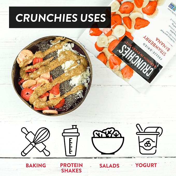 Crunchies Freeze-Dried Fruits, 100% All Natural Crispy Fruit, Non GMO and Kosher, Resealable Freeze