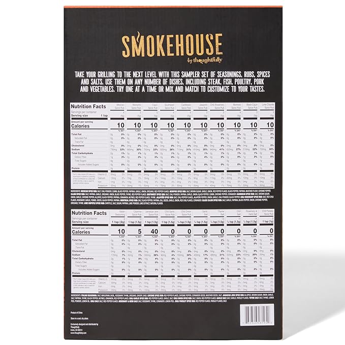 Smokehouse by Thoughtfully Ultimate Grilling Spice Set, Grill Seasoning Gift Set Flavors Include