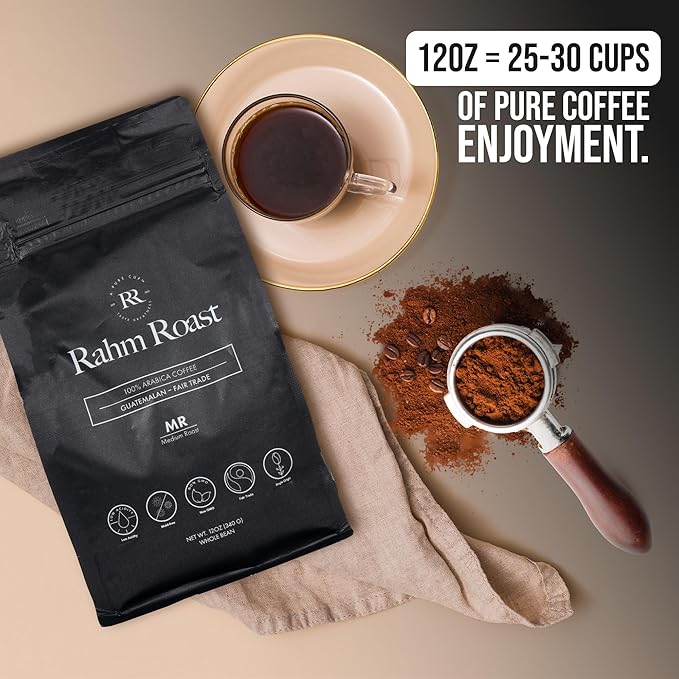 RAHM ROAST Double Washed Coffee Beans - Medium Roast Whole Bean Coffee 12oz (1 Pack)