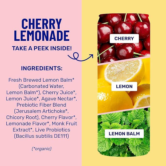 NEW! wildwonder Sparkling Probiotic Drink 12pk, For Gut Health & Immune Support, Cherry Lemonade