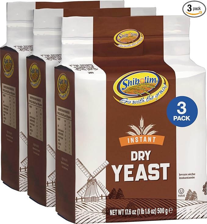 Shibolim Instant Dry Yeast, 1.1 lb (3 Pack) | Fast-Rising Yeast for Rapid Rise | Great for Challah