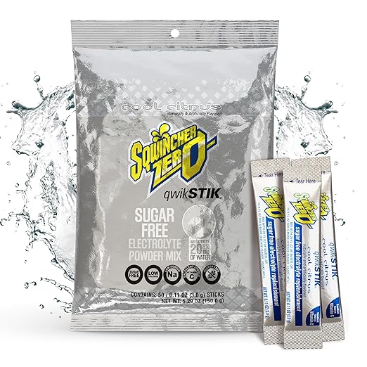 Sqwincher Zero Qwik Stik, Cool Citrus, Sugar Free, Low Calorie, Low Sodium Electrolyte Powder