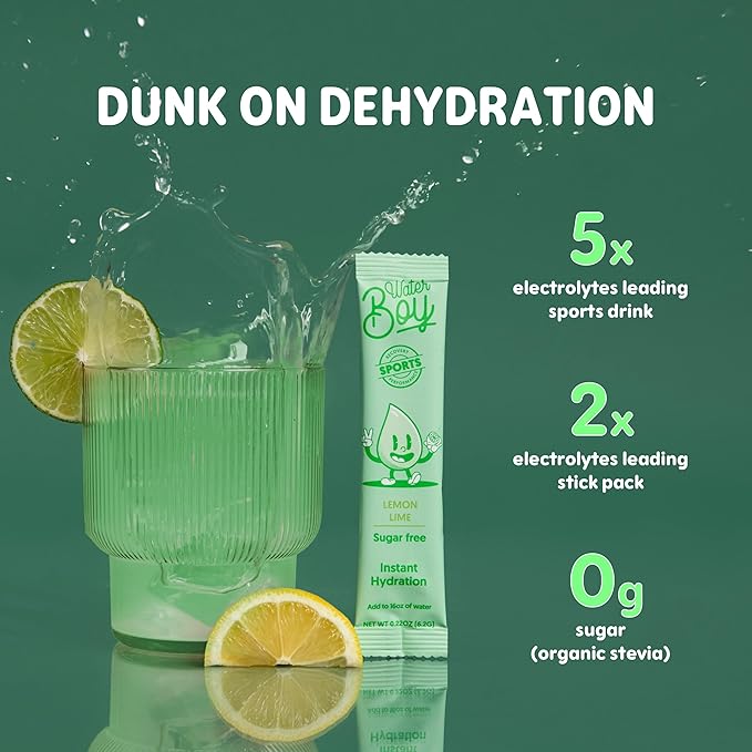 Waterboy Workout Hydration | 2,960mg Sugar Free Electrolyte Powder Packets | L-Glutamine + Vitamins